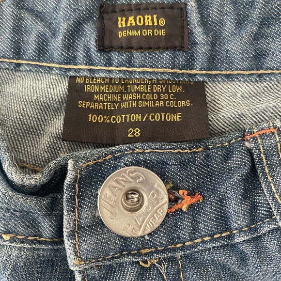 Haori Denim or Die Women's Distressed Whiskered Low-Rise Cropped Jeans - Size 28 - Picture 4 of 7